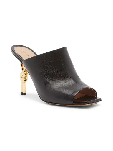Bottega Veneta Women's 90MM Knot Metal-Heel Leather Sandals - Black | Thumbnail 2