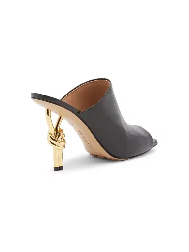 Bottega Veneta Women's 90MM Knot Metal-Heel Leather Sandals - Black | Thumbnail 3
