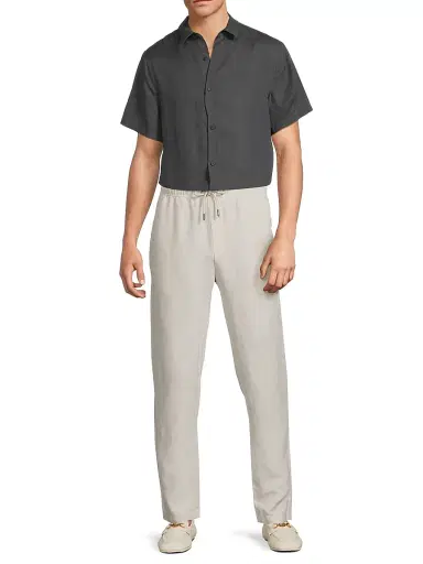 Onia Men's Jack Air Linen Short-Sleeve Shirt - Gunmetal | Thumbnail 2