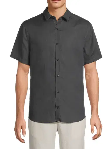 Onia Men's Jack Air Linen Short-Sleeve Shirt - Gunmetal | Thumbnail 3