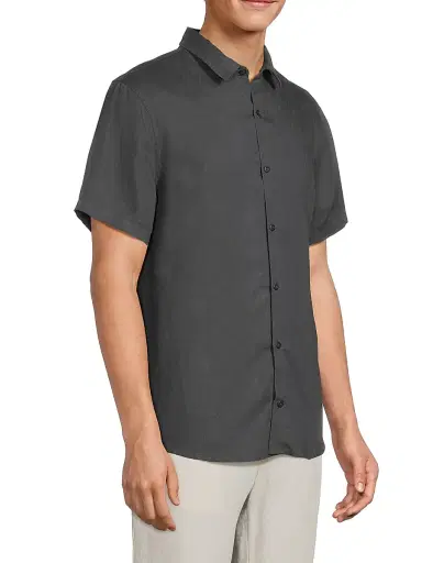 Onia Men's Jack Air Linen Short-Sleeve Shirt - Gunmetal | Thumbnail 4