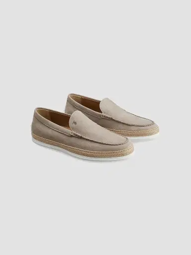 Tod's Men's Pantofola Leather & Raffia Loafers | Thumbnail 2