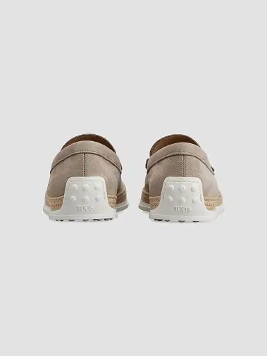 Tod's Men's Pantofola Leather & Raffia Loafers | Thumbnail 3