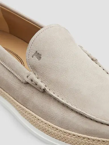 Tod's Men's Pantofola Leather & Raffia Loafers | Thumbnail 5