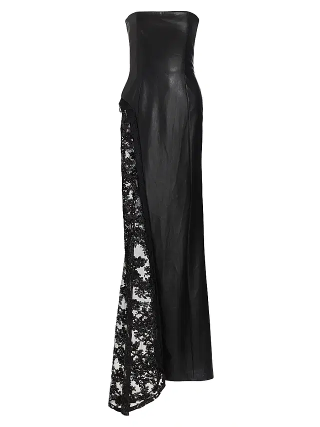 ALICE + OLIVIA Women's Retha Strapless Vegan Leather & Sequined Gown - Black