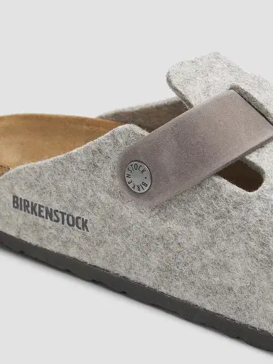 BIRKENSTOCK Men's Unisex Boston Light Gray Wool Felt Clog Mules - Light Grey Iron | Thumbnail 5
