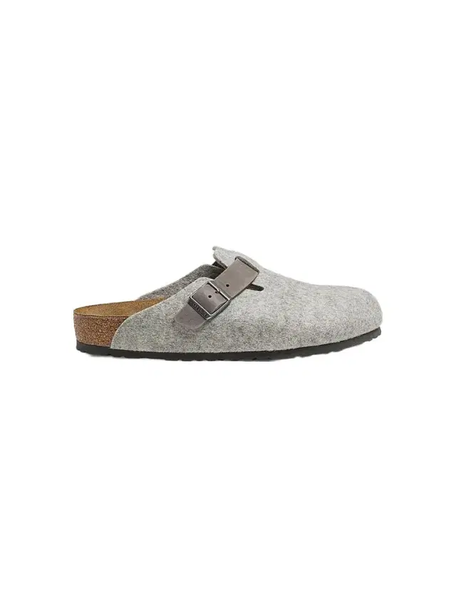 BIRKENSTOCK Men's Unisex Boston Light Gray Wool Felt Clog Mules - Light Grey Iron