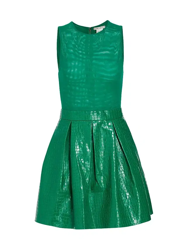 ALICE + OLIVIA Women's Chara Croc-Embossed Minidress - Emerald