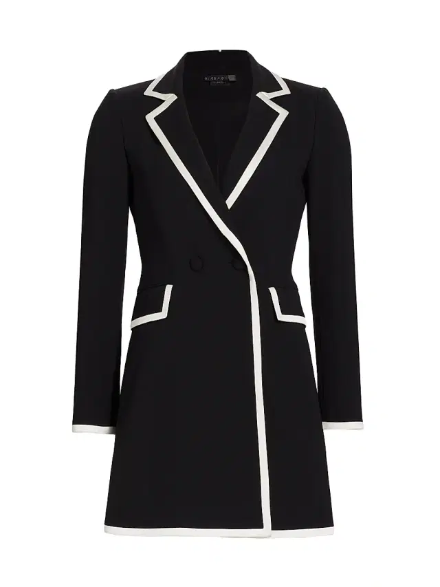 ALICE + OLIVIA Women's Kyrie Piped Tuxedo Dress - Black Off White