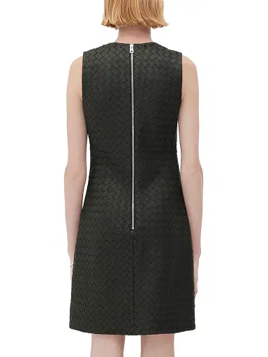 Bottega Veneta Women's Intrecciato Leather Sheath Dress - Dark Green - Size 8 | Thumbnail 4