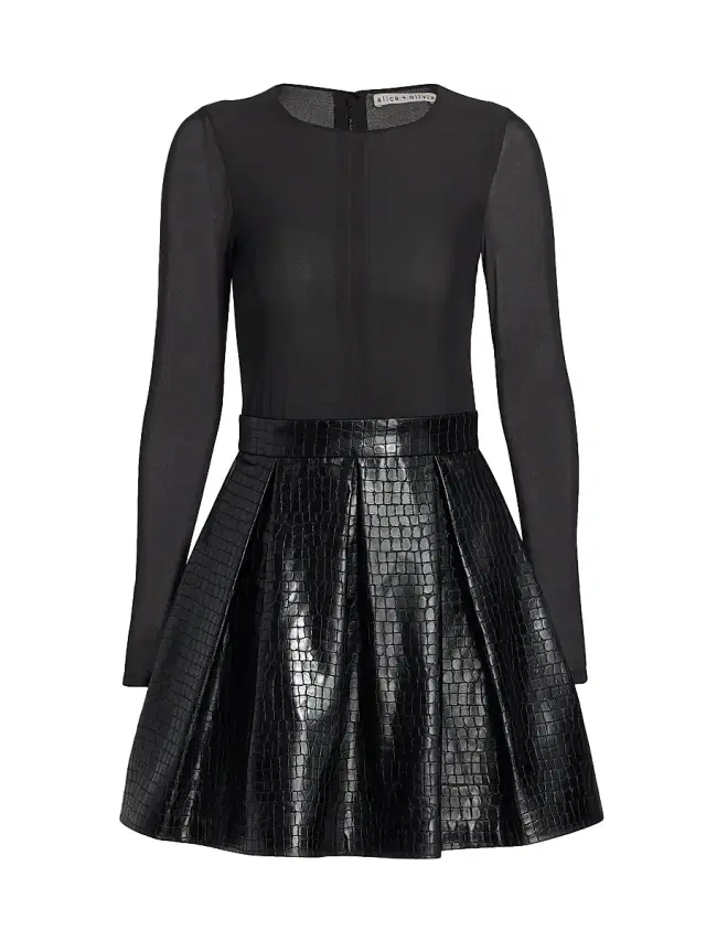 ALICE + OLIVIA Women's Chara Vegan Leather Party Dress - Black