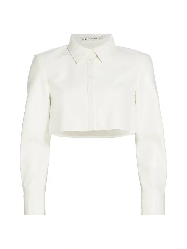 ALICE + OLIVIA Women's Leon Vegan Leather Crop Shirt - Off White