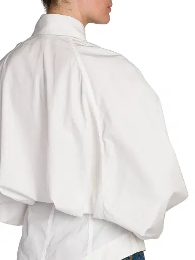 Bottega Veneta Women's Formfitting Compact Cotton Shirt - Chalk | Thumbnail 6 Bottega Veneta Women's Formfitting Compact Cotton Shirt - Chalk | Thumbnail 6