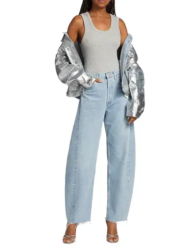 AGOLDE Women's Luna Raw Wide-Leg Jeans - Void Light Indigo | Thumbnail 2