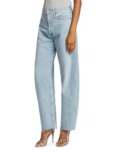 AGOLDE Women's Luna Raw Wide-Leg Jeans - Void Light Indigo | Thumbnail 4