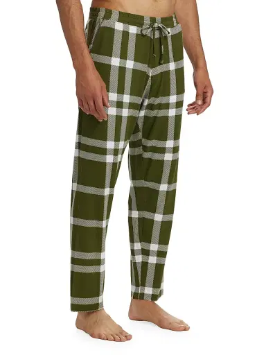 Saks Fifth Avenue Men's COLLECTION Winter Plaid 2-Piece Sleep Set - Olive - Size XXL | Thumbnail 4