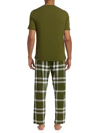Saks Fifth Avenue Men's COLLECTION Winter Plaid 2-Piece Sleep Set - Olive - Size XXL | Thumbnail 5