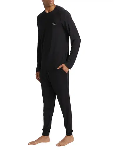 Saks Fifth Avenue Men's COLLECTION Logo Stretch Pajamas - Moonless Night - Size XS | Thumbnail 2