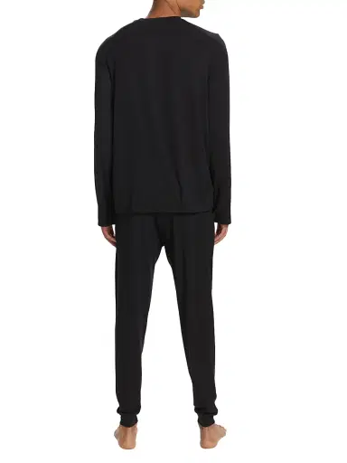 Saks Fifth Avenue Men's COLLECTION Logo Stretch Pajamas - Moonless Night - Size XS | Thumbnail 5