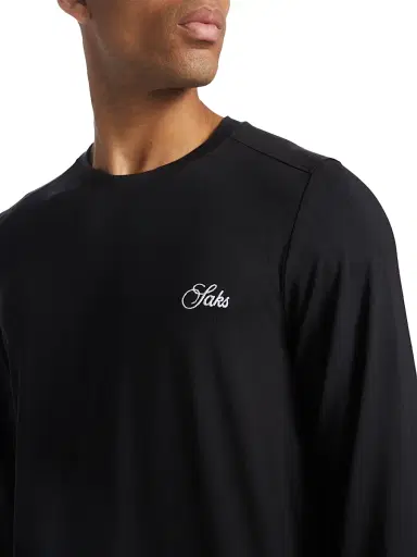 Saks Fifth Avenue Men's COLLECTION Logo Stretch Pajamas - Moonless Night - Size XS | Thumbnail 6