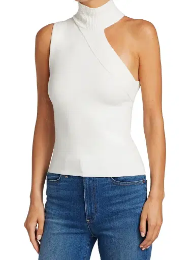 ALICE + OLIVIA Women's Kiki Multi-Stitch Cutout Tank Top - White | Thumbnail 4