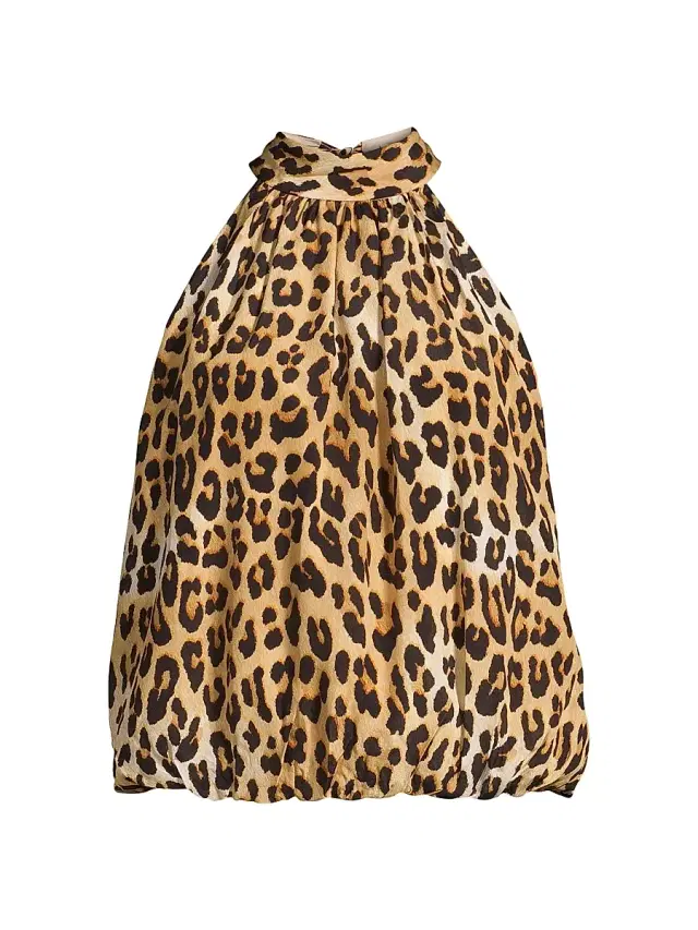 ALICE + OLIVIA Women's Maris Leopard Halterneck Top - Spot Leopard Multi