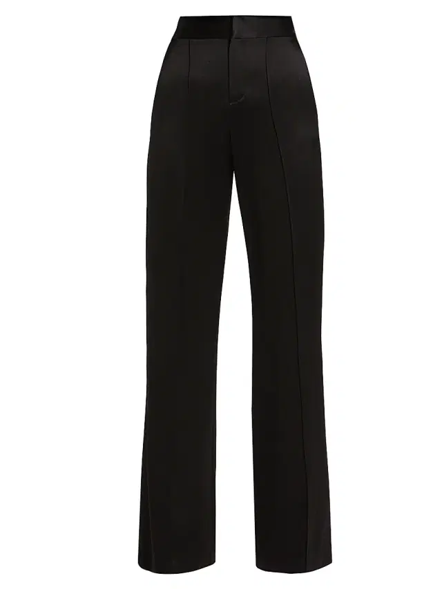 ALICE + OLIVIA Women's Dylan Silk High-Waisted Wide-Leg Pants - Black