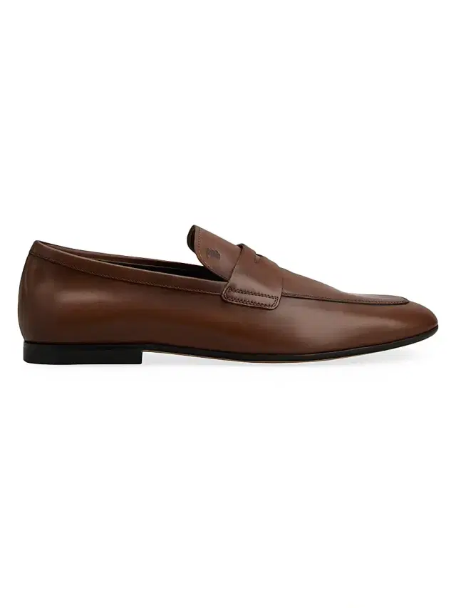 Tod's Men's Mocassino Cuoio Leather Penny Loafers - Teak