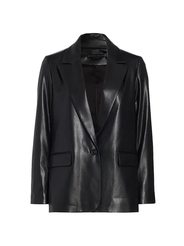 ALICE + OLIVIA Women's Denny Vegan Leather Blazer - Black