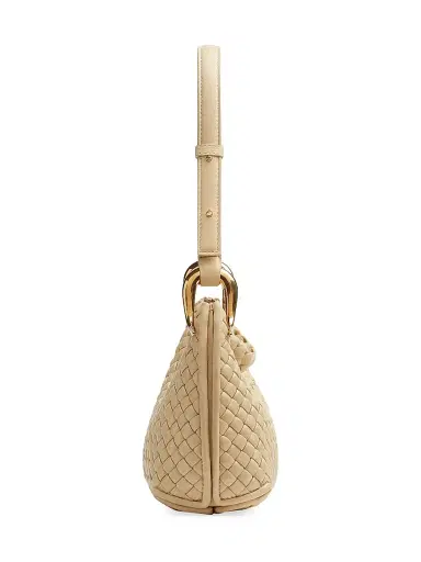 Bottega Veneta Women's Padded Intreccio Leather Shoulder Bag - Porridge Gold | Thumbnail 3 Bottega Veneta Women's Padded Intreccio Leather Shoulder Bag - Porridge Gold | Thumbnail 3