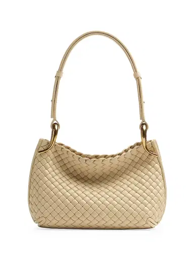 Bottega Veneta Women's Padded Intreccio Leather Shoulder Bag - Porridge Gold | Thumbnail 1 Bottega Veneta Women's Padded Intreccio Leather Shoulder Bag - Porridge Gold | Thumbnail 1