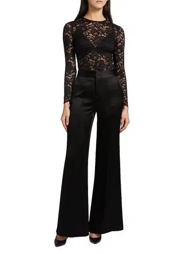 ALICE + OLIVIA Women's Delaina Lace Top - Black | Thumbnail 2