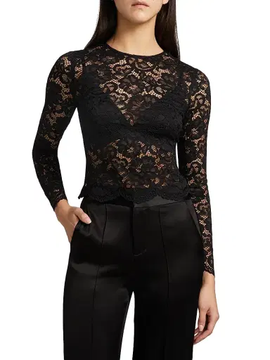 ALICE + OLIVIA Women's Delaina Lace Top - Black | Thumbnail 3