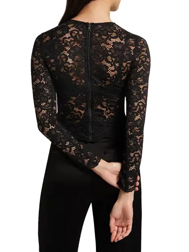 ALICE + OLIVIA Women's Delaina Lace Top - Black | Thumbnail 5