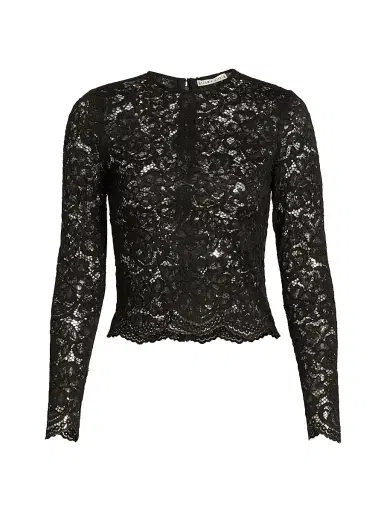 ALICE + OLIVIA Women's Delaina Lace Top - Black | Thumbnail 1
