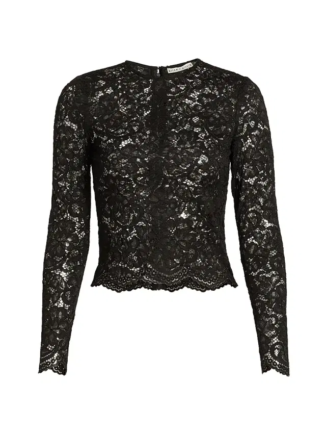 ALICE + OLIVIA Women's Delaina Lace Top - Black