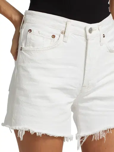 AGOLDE Women's Parker Long Shorts - Panna Cotta White - Size 33 | Thumbnail 6