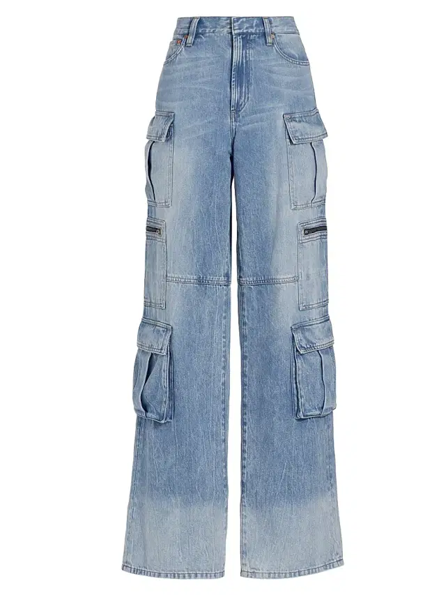 ALICE + OLIVIA Women's Cay Baggy Denim Cargo Pants - Brea Blue