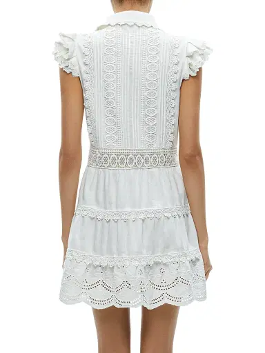 ALICE + OLIVIA Women's Meeko Cotton Mini Shirtdress - White | Thumbnail 5