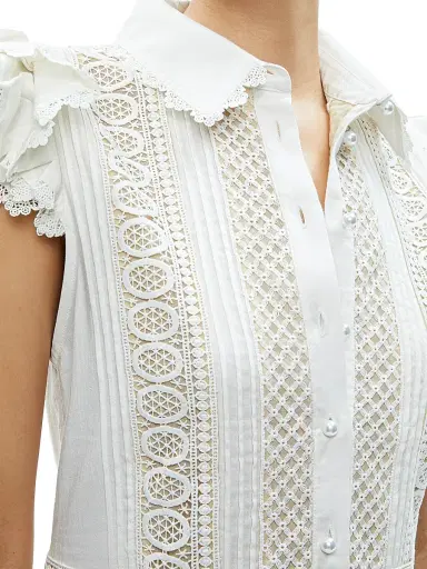 ALICE + OLIVIA Women's Meeko Cotton Mini Shirtdress - White | Thumbnail 6