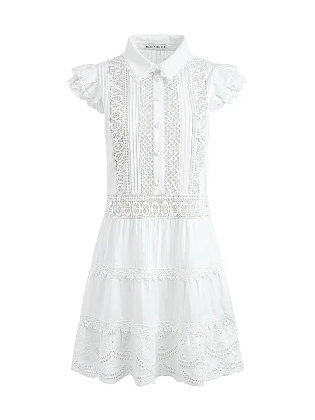 ALICE + OLIVIA Women's Meeko Cotton Mini Shirtdress - White