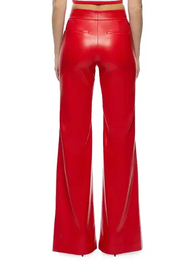 ALICE + OLIVIA Women's Dylan Vegan Leather High-Rise Pants - Bright Ruby | Thumbnail 4