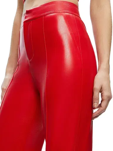 ALICE + OLIVIA Women's Dylan Vegan Leather High-Rise Pants - Bright Ruby | Thumbnail 6