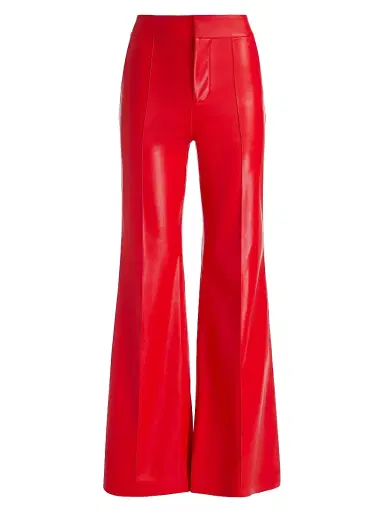 ALICE + OLIVIA Women's Dylan Vegan Leather High-Rise Pants - Bright Ruby | Thumbnail 1