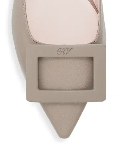 Roger Vivier Women's Gommettine Leather Flats - Cement Grey | Thumbnail 4