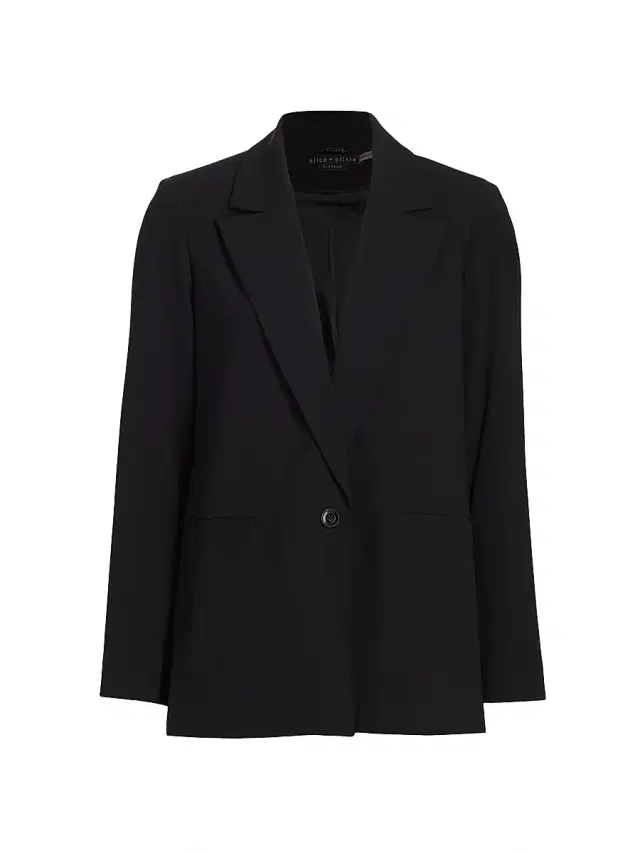 ALICE + OLIVIA Women's Denny Crepe Single-Button Blazer - Black