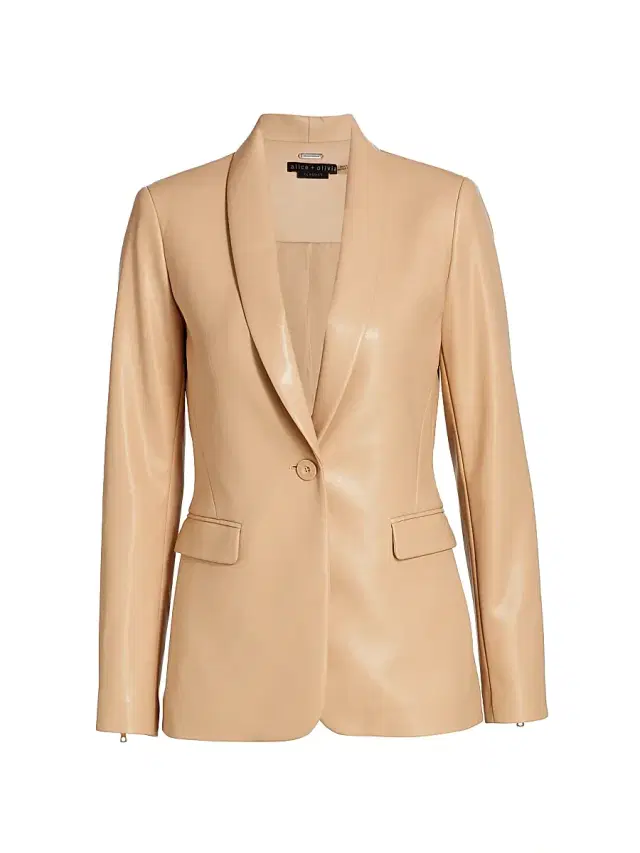 ALICE + OLIVIA Women's Macey Faux Leather Blazer - Almond