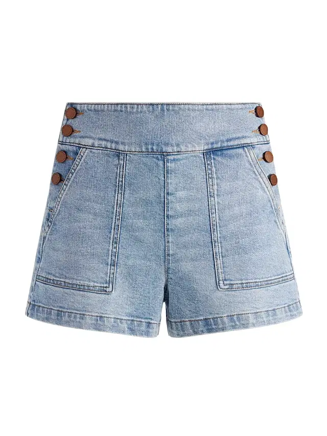 ALICE + OLIVIA Women's Donald Button Denim Shorts - Rockstar Blue