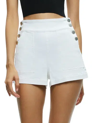 ALICE + OLIVIA Women's Donald Jean Shorts - White | Thumbnail 4