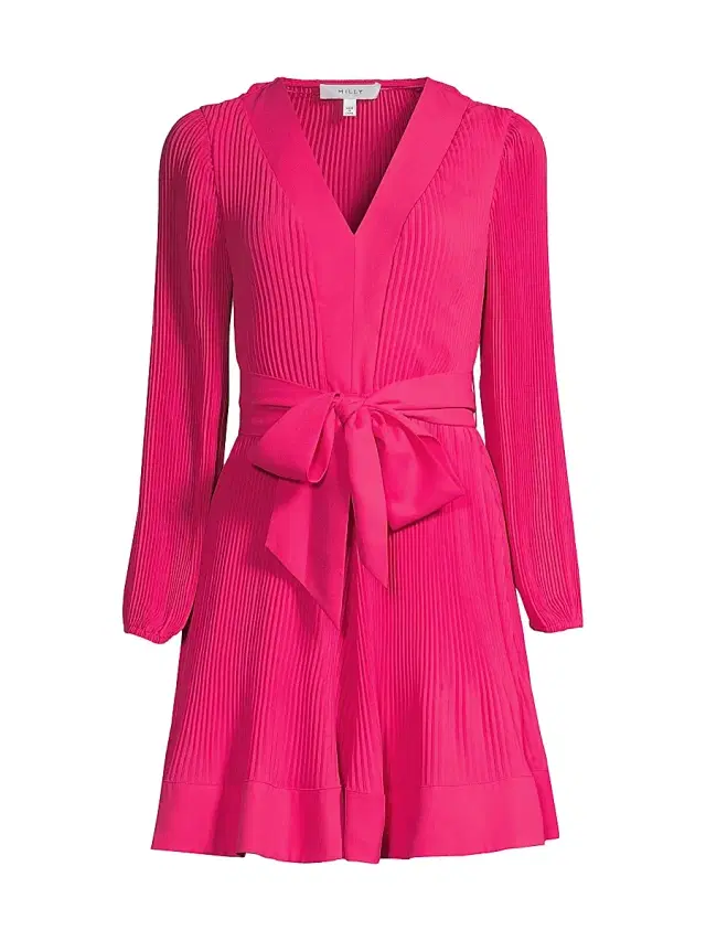 Milly Women's Liv Pleated Belted Minidress -  Pink